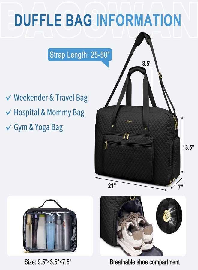 bagswan Large Weekender Travel Duffle Bag - With Shoe Compartment Weekender Bags for Womens Carry on Overnight Bag with Toiletry Bag Gym Duffel Bags with Wet Pocket Hospital Bags for Women Labor and Delivery - Image 2